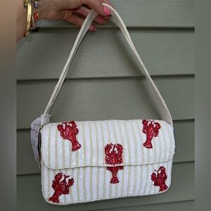 Viral Lobster Beaded Shoulder Bag